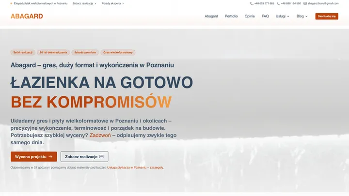 Zrzut ekranu strony abagard.pl