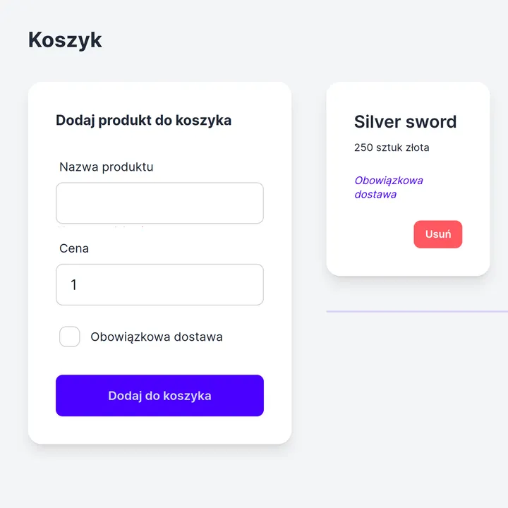 Podgląd: xState cart 4 fun